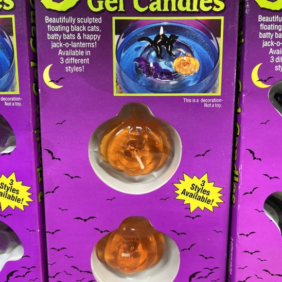 12 PCS Halloween Gel Floating Candles Pumpkin Bats Black Cat Orange Party Decor - Picture 3 of 9
